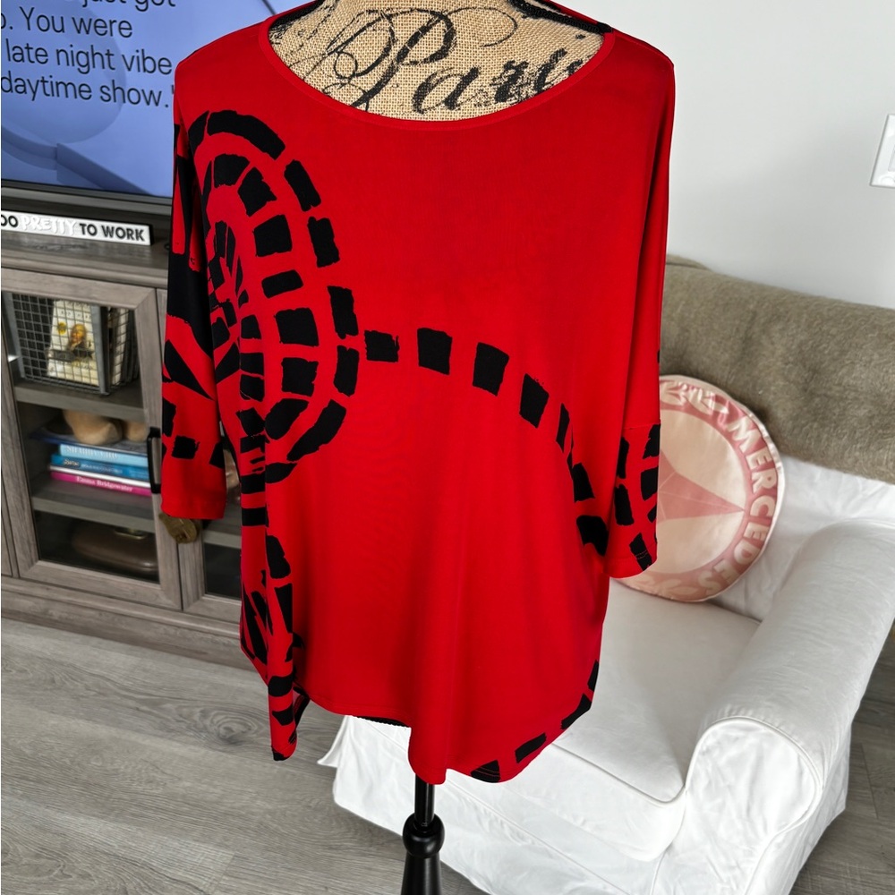 Clara Sun Woo Top Red and Black Size Large